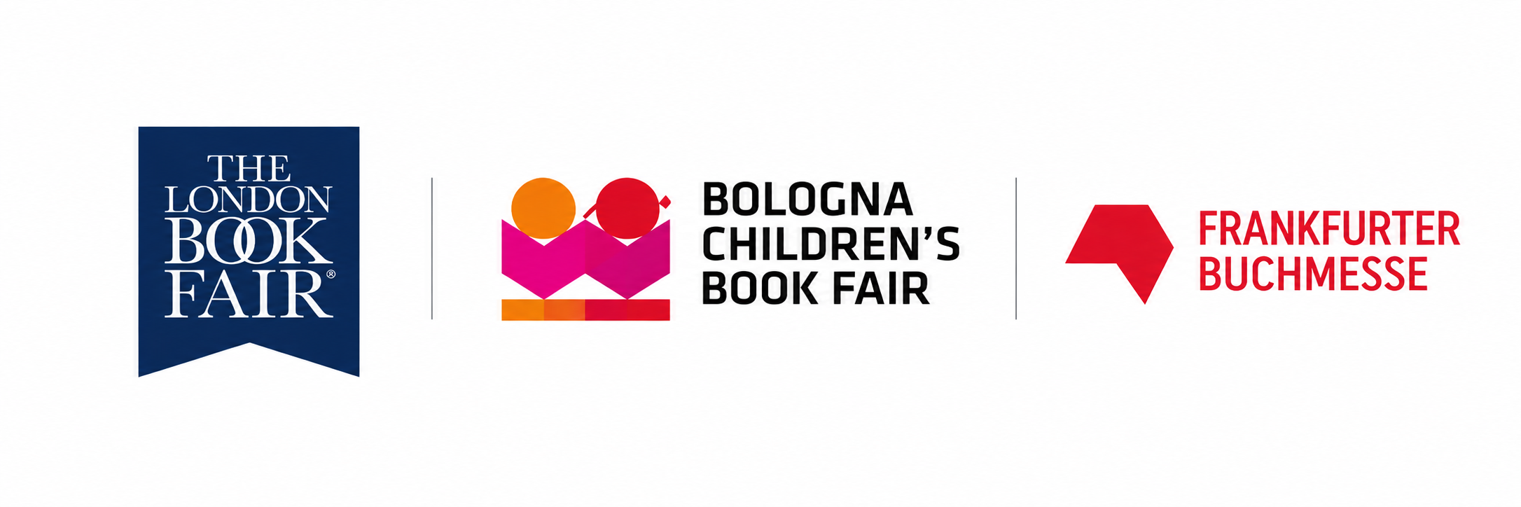 The London Book Fair, Bologna Children's Book Fair and Frankfurter Buchmesse logos